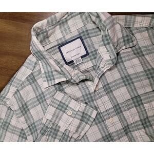 American Eagle White Green Plaid Button Down Shirt Men’s XS Long Sleeve Casual